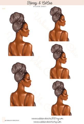 Purple Headwraps - Black Girl Planner Stickers