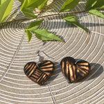 Dangle Heart Wood Burned Earrings