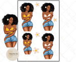 Summer Curly Hair - Black Girl Planner Stickers