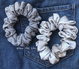 Unique Hair Satin Scrunchies - Grey Satin