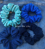 Unique Hair Knit Scrunchies -  Turquoise