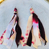 Tie Dye Bohemian Tassel Earrings - Burgundy & Blush