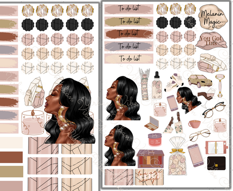 Crystals Full Sheet - Black Girl Planner Stickers