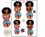 Summer Curly Hair - Black Girl Planner Stickers