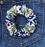 Unique Hair Scrunchies -  Cream & Berry Blue