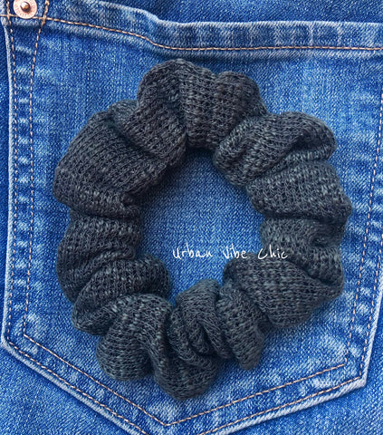 Unique Hair Knit Scrunchies - Olive Green
