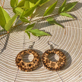 Dangle Tribal Wood Burned Earrings