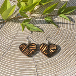 Dangle Heart Wood Burned Earrings