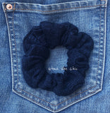 Unique Hair Knit Scrunchies Set - Aztec Blue