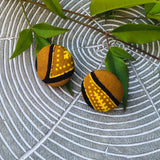 African Print Button Earring - Golden Girl