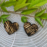 Heart Wood Burned Earrings