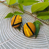 African Print Button Earring - Golden Girl