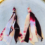 Tie Dye Bohemian Tassel Earrings - Burgundy & Blush