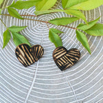 Heart Wood Burned Earrings