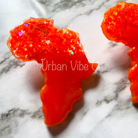 Orange Geo Acrylic African Stud Earrings