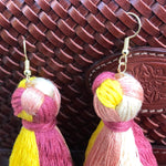 Clearance Earrings Sale Millennial pink Knotted Tassel Earrings, Millennial pink Tassel Earrings, Ivory Tassel Earrings, Yellow Tassels