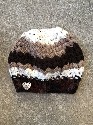Crochet  Puff Beanie Cozy  Winter Hat - Oatmeal