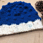 Hand Knit Crochet peacock Blue and Oatmeal Winter Hat | Slouchy Hat | Puff Beanie Cozy Thick Winter Hat | Women Winter Hat |  Cozy Unsex