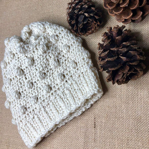 Hand Knit Crochet Ivory Winter Hat | Slouchy Hat