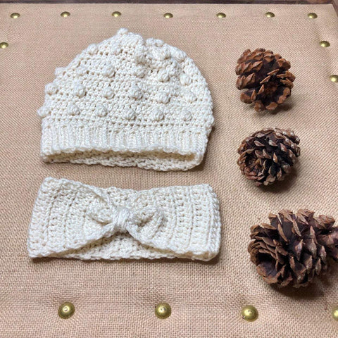 Cozy Winter Crochet Beanie Hat and Ear Warmer Headband Set