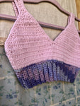 Crochet Crop Top Crochet Halter Bralette -Two Tone - Pink Purple