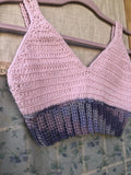 Crochet Crop Top Crochet Halter Bralette -Two Tone - Pink Purple