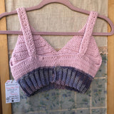 Crochet Crop Top Crochet Halter Bralette -Two Tone - Pink Purple