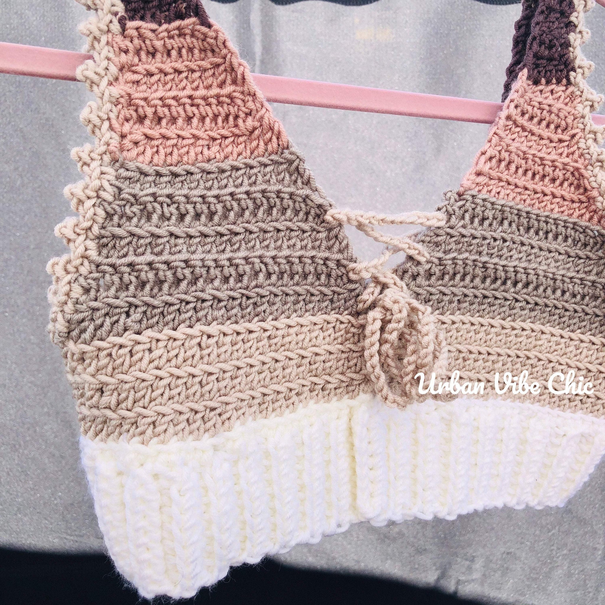 Crochet Crop Top Crochet Halter Bralette - Nude and Blush – Urban Vibe Chic