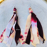 Clearance Earrings Sale, Tie Dye Bohemian Tassel Earrings - Burgundy & Blush Pink, Fringe Tassel Earrings, Urban Vibe Chic