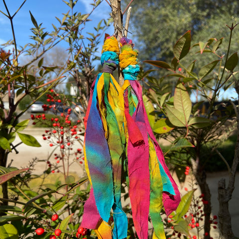 Cotton Tie Dye Bohemian Tassel Earrings - Rainbow Magic