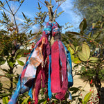 Cotton Tie Dye Bohemian Tassel Earrings Pink Berry